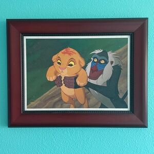 Vintage Disney Framed Canvas Lithograph 2011- The Lion King Baby Simba